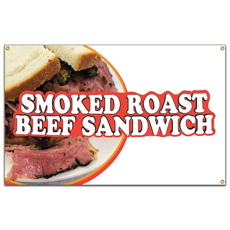 Smoked Roast Beef Sandwich Banner Concession Stand Food Truck Single Sided